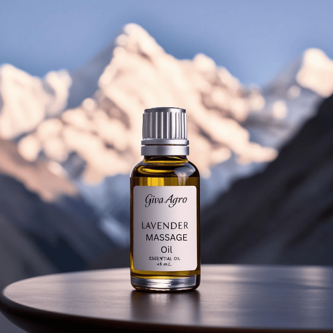 Massage oil bottle with botanicals